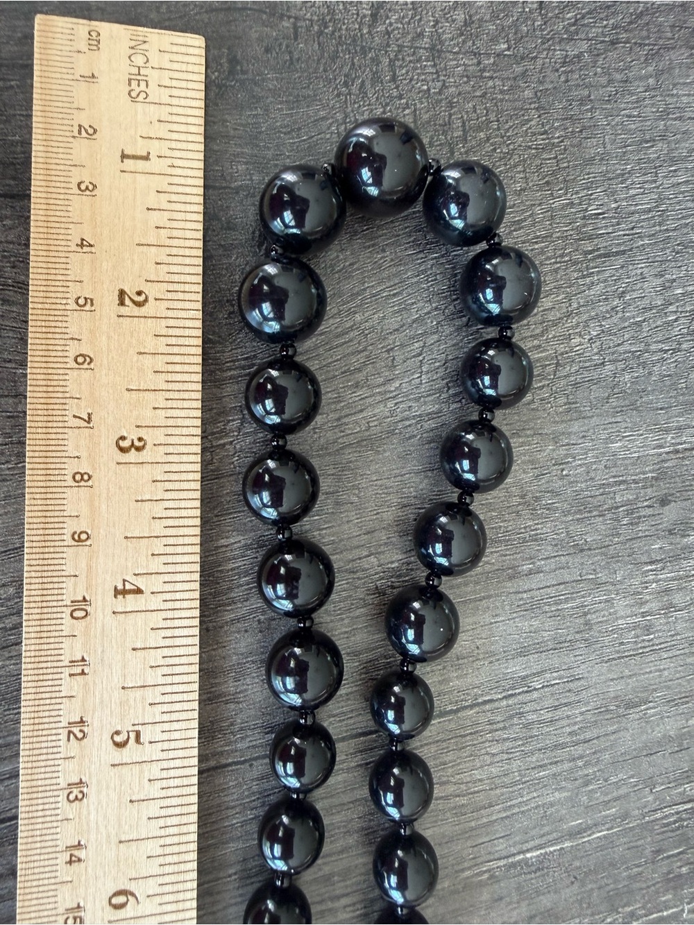 Classic Black Beaded Necklace - Polished Round Strand